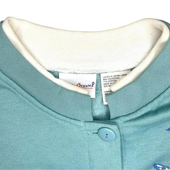 Vintage Bobbie Brooks Embroidered Floral Button-Up Sweatshirt XL Green Jacket - Picture 3 of 9